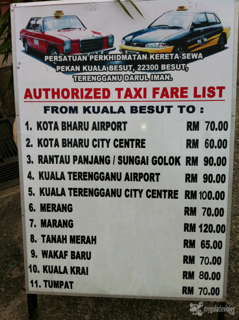 Precios de los taxis desde kaula Besut